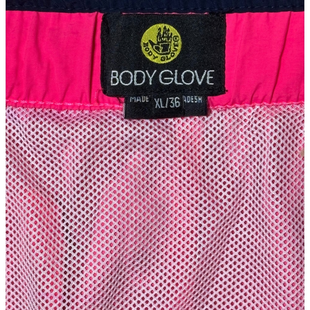 Body Glove Mens XL/36 Lined Swim Trunks Pink Navy Colorblock Lace Up Pocket - Picture 7 of 7